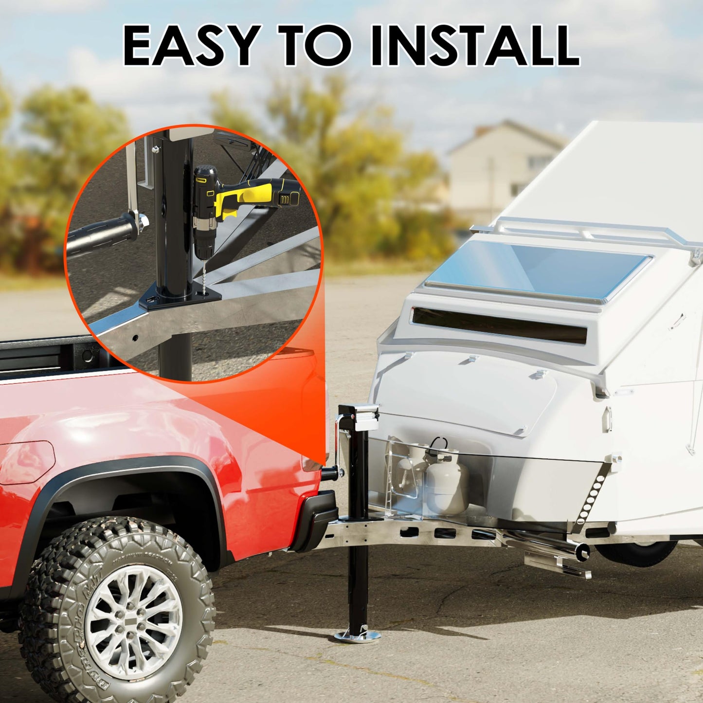 5000 lbs A-Frame Trailer Jack, 15" Lift, Adjustable 5-Level Drop Leg, 5K Jack for RV Trailer Boat