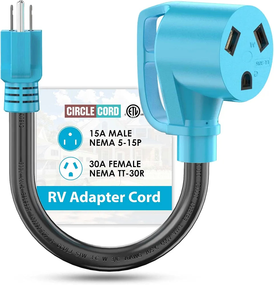 CircleCord 30A to 15A RV Adapter Cord with Grip Handle