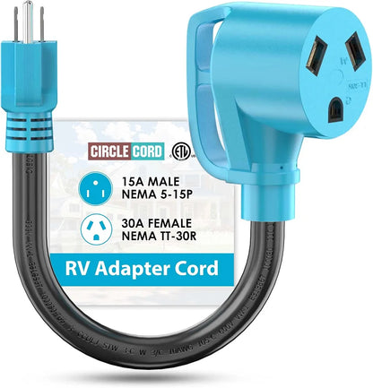 CircleCord 30A to 15A RV Adapter Cord with Grip Handle
