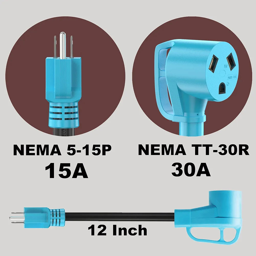 CircleCord 30A to 15A RV Adapter Cord with Grip Handle