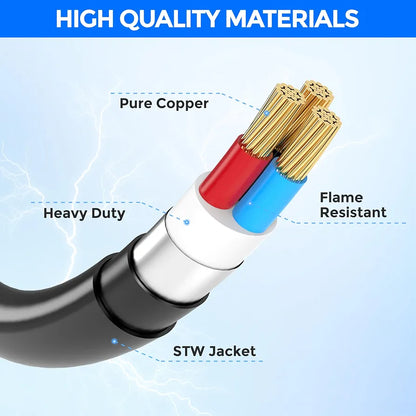 CircleCord 30 Amp 25 Feet RV Power Cord with 90° Right Angle Twist Locking, Heavy Duty 10 Gauge STW Pure Copper Wire with Grip Handle, TT-30P to L5-30R with Cord Organizer for RV Trailer Campers