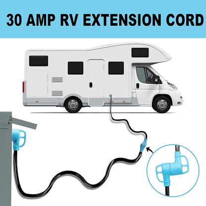 CircleCord 30 Amp 50 Feet RV Extension Cord, Heavy Duty 10 Gauge 3 Wire STW Pure Copper Wire with Grip Handle, TT-30P Male to TT-30R Female with Cord Organizer for RV Trailer Campers