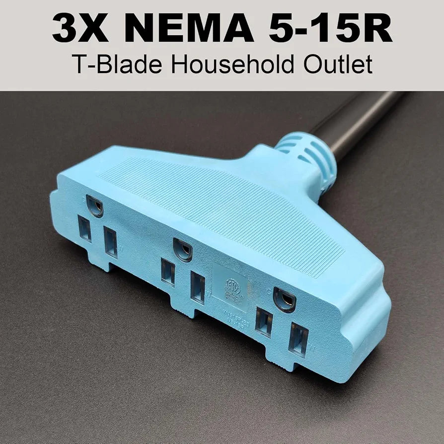 CircleCord 3 Prong 30 Amp to 110V Dryer Distribution Adapter Cord, NEMA 10-30P Male to 3X 5-15R Household Outlet Female