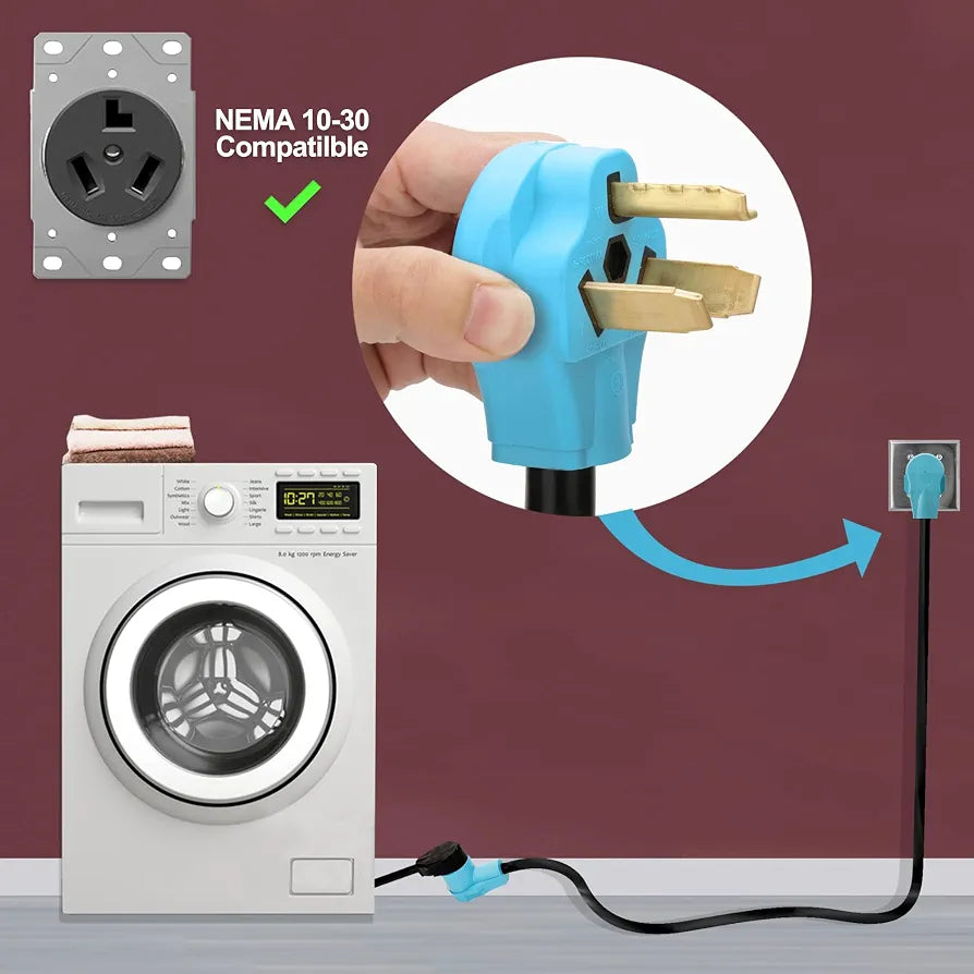 CircleCord 3 Prong 15FT Dryer/EV Extension Cord, 30 Amp NEMA 10-30P/R, Suit for Level 2 EV Charging and 3 Prong Dryer, 125V/250V STW 10 Gauge