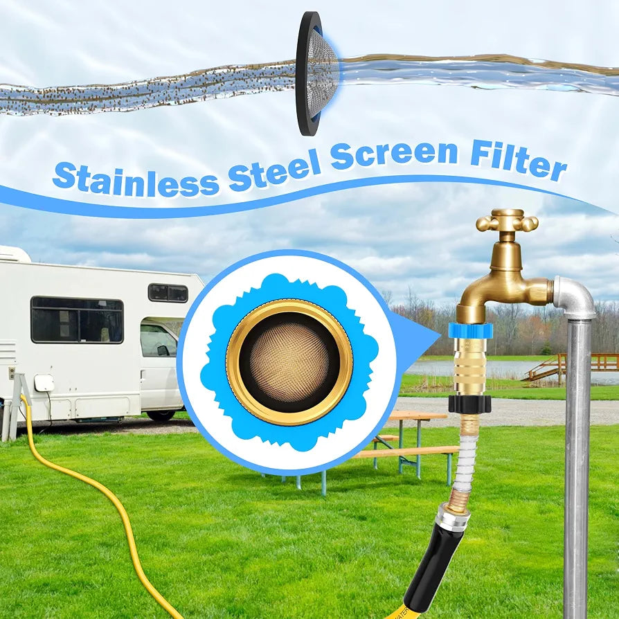 RV Hi-Flow Water Pressure Regulator 50-55 psi, 3/4 Inch Thread Lead-Free Brass Inline Water Pressure Reducer for Camper, Trailer, RV Plumbing System